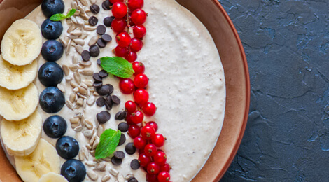 Bowl of yogurt with fruits